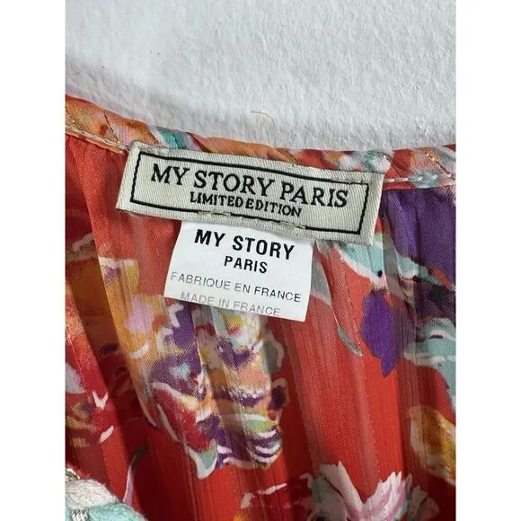 My Story Paris Limited Edition Dress Sheer Women Floral Bohemian Size L - Picture 5 of 10